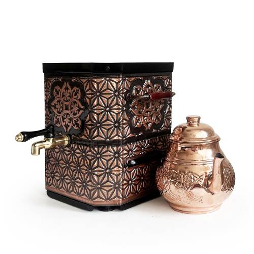 Emsalsan Bakır Jel Yakıtlı Nostaljik Semaver Çay Kazanı 3L Eskitme Vernikli - 10