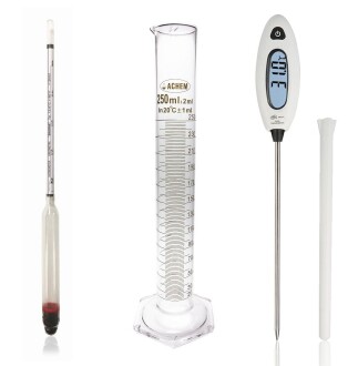 Eurodensimeter 0-20 Bomemetre Hidrometre 250ml Cam Mezür ve GM1311 Prob Termometre Seti Kaliteli