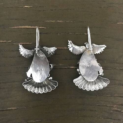 Firuze Taşlı Kuş Figürlü Gümüş Küpe Takımı