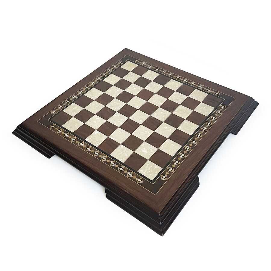  Flat Ayaklı Ahşap Satranç Tablası Küçük Ceviz 35x35cm