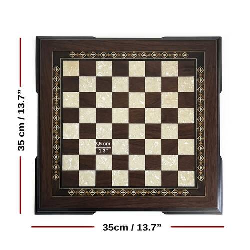 Flat Ayaklı Ahşap Satranç Tablası Küçük Ceviz 35x35cm