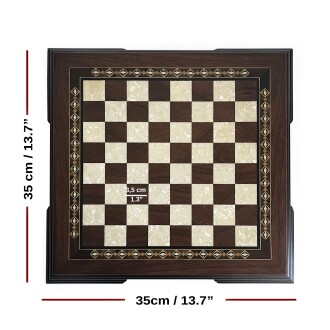 Flat Ayaklı Ahşap Satranç Tablası Küçük Ceviz 35x35cm - 3