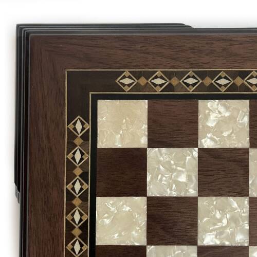 Flat Ayaklı Ahşap Satranç Tablası Küçük Ceviz 35x35cm - 5