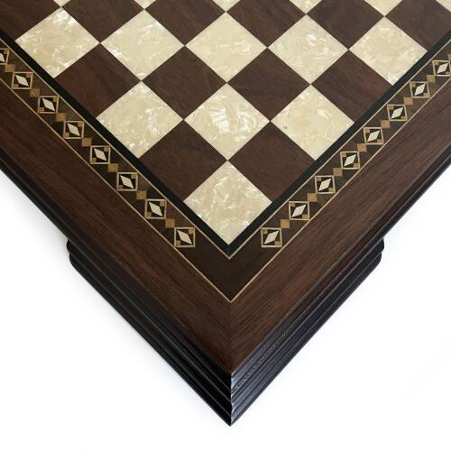 Flat Ayaklı Ahşap Satranç Tablası Küçük Ceviz 35x35cm - 7