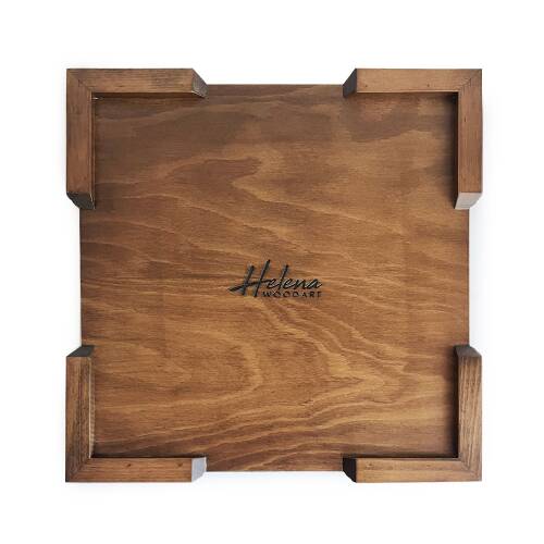 Flat Ayaklı Ahşap Satranç Tablası Küçük Ceviz 35x35cm - 8