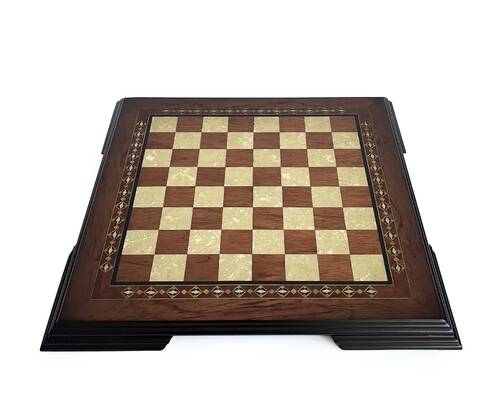 Flat Ayaklı Ahşap Satranç Tablası Küçük Gül 35x35cm