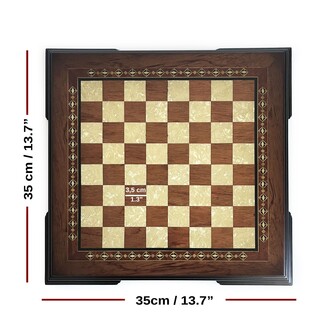Flat Ayaklı Ahşap Satranç Tablası Küçük Gül 35x35cm - Thumbnail