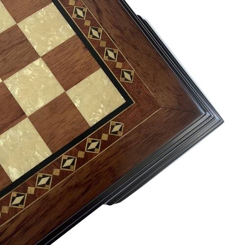 Flat Ayaklı Ahşap Satranç Tablası Küçük Gül 35x35cm