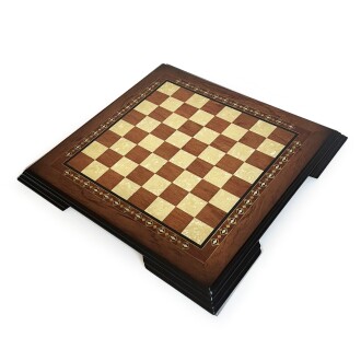 Flat Ayaklı Ahşap Satranç Tablası Küçük Gül 35x35cm 