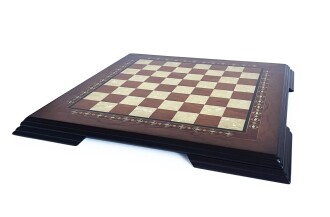 Flat Ayaklı Ahşap Satranç Tablası Küçük Gül 35x35cm - 9