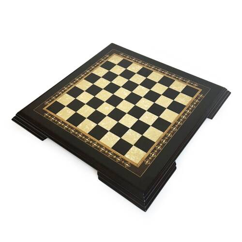 Flat Ayaklı Ahşap Satranç Tablası Küçük Siyah 35x35cm - 1