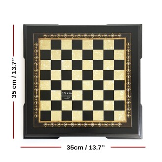 Flat Ayaklı Ahşap Satranç Tablası Küçük Siyah 35x35cm - 3