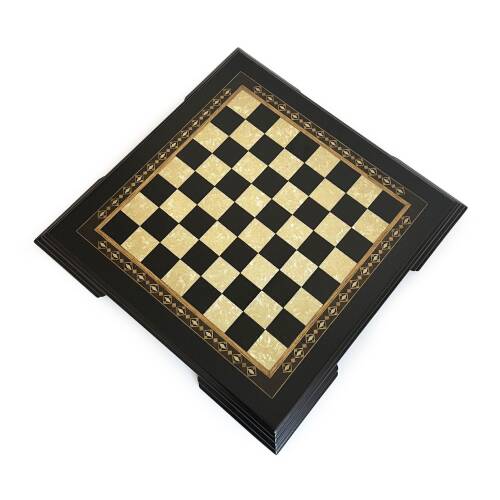 Flat Ayaklı Ahşap Satranç Tablası Küçük Siyah 35x35cm - 4