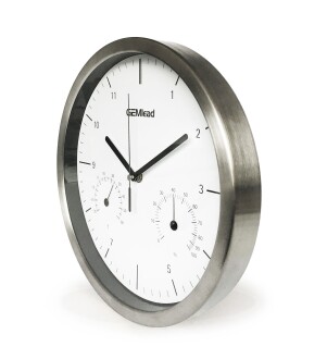 Gemlead Duvar Saati Termometre Nem Ölçer Beyaz Paslanmaz Çelik Gövde Sessiz Akar Saniye - 2