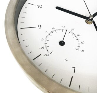 Gemlead Duvar Saati Termometre Nem Ölçer Beyaz Paslanmaz Çelik Gövde Sessiz Akar Saniye - 6