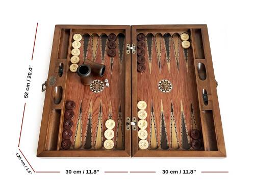 Genius El Oyması Ahşap Tavla Seti Gül - 4