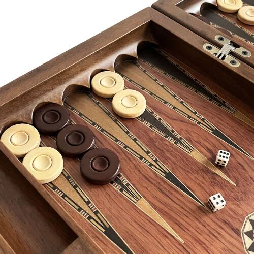 Genius El Oyması Ahşap Tavla Seti Gül - 5