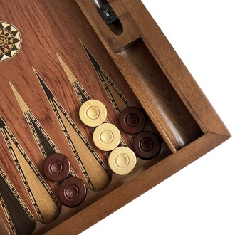 Genius El Oyması Ahşap Tavla Seti Gül - 6