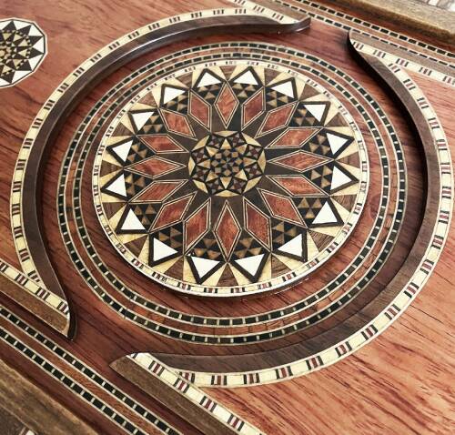 Genius El Oyması Ahşap Tavla Seti Gül - 8