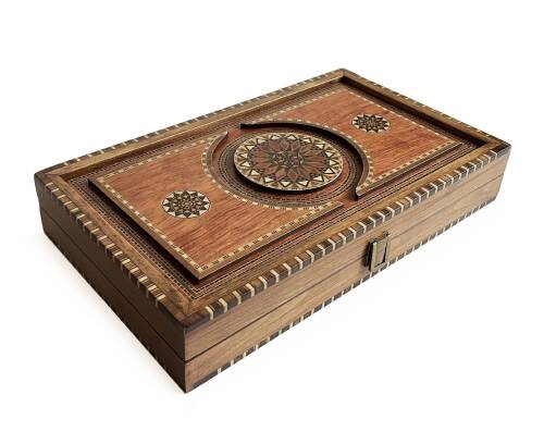 Genius El Oyması Ahşap Tavla Seti Gül - 10