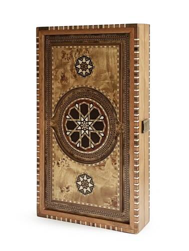 Genius El Oyması Ahşap Tavla Seti Mazel - 1