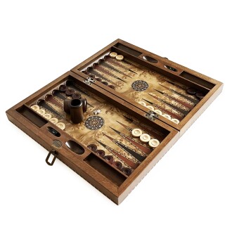 Genius El Oyması Ahşap Tavla Seti Mazel - 3