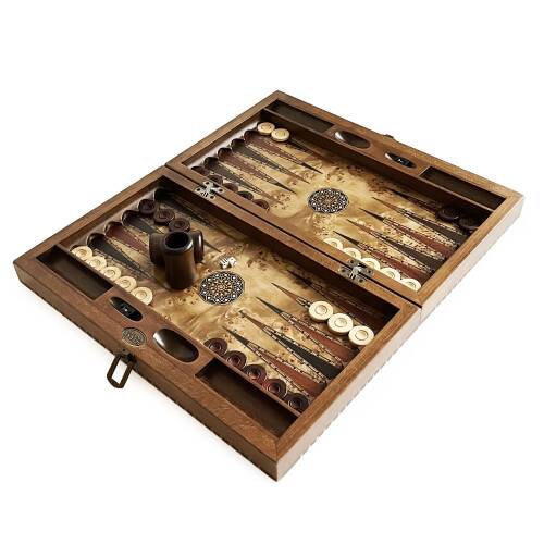 Genius El Oyması Ahşap Tavla Seti Mazel - 3