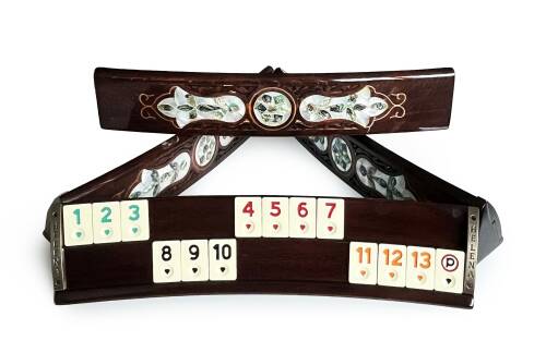 Helena Wood Art Abalone Yeşil Sedef Kakma Ahşap Okey Takımı El Yapımı - 1