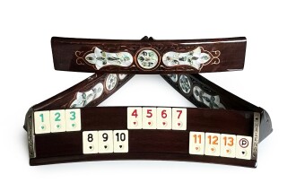 Abalone Handmade Massive Wood Green Pearl Inlaid Rummikub Set, Okey Game Set, Tile Rummy, Rummy Cube, Okey Game Set, Rummikup