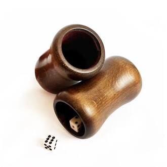 Handmade Wooden Dice Cup Set of 2 With Dices