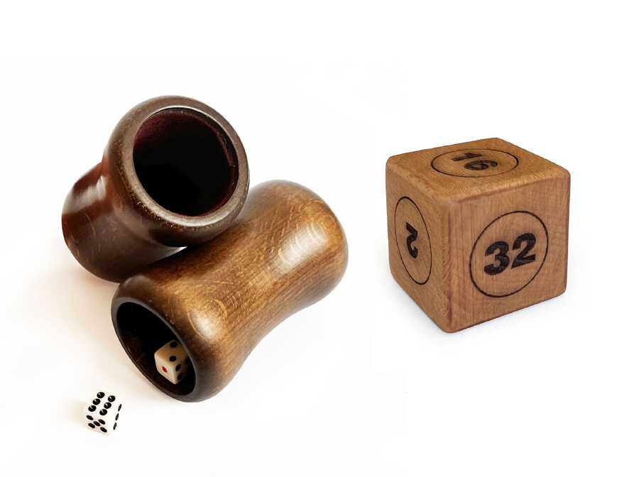  Helena Wood Art Ahşap Zar Fincanı Ve Vido Zar Seti