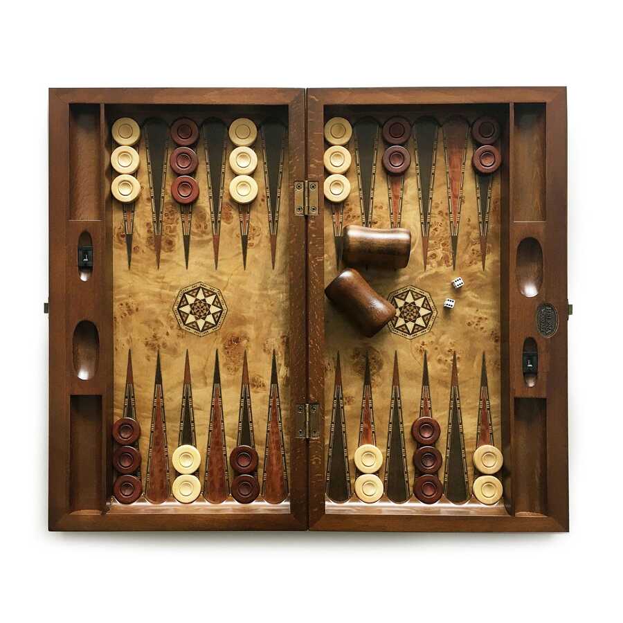  Helena Wood Art Asya Masif Ahşap Numaratörlü Tavla Seti El Yapımı Mazel