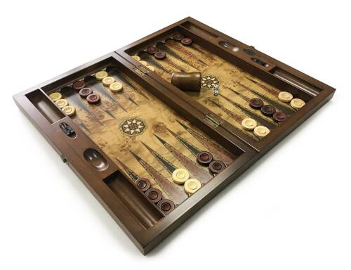 Helena Wood Art Asya Masif Ahşap Numaratörlü Tavla Seti El Yapımı Mazel - 5