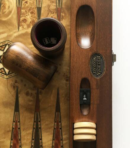 Helena Wood Art Asya Masif Ahşap Numaratörlü Tavla Seti El Yapımı Mazel - 8