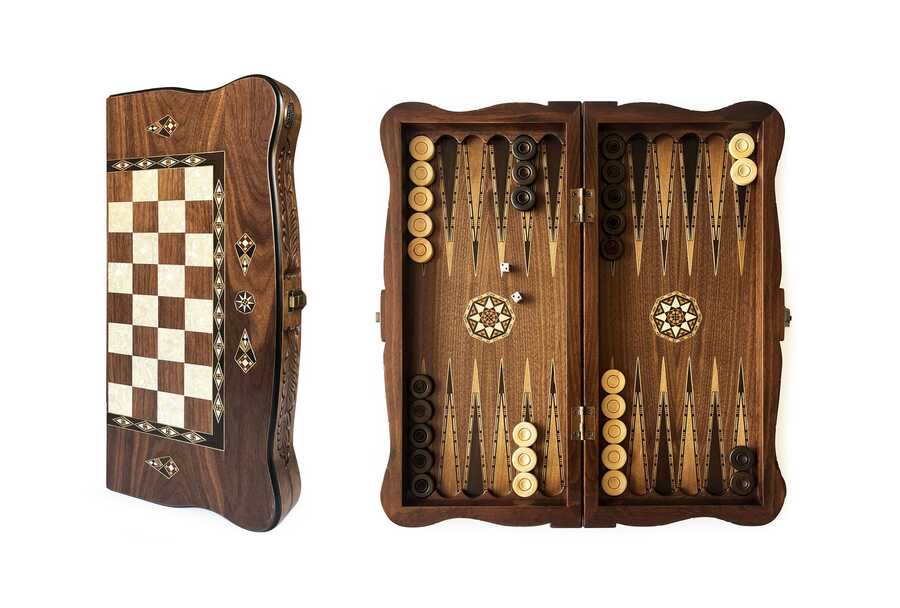 Helena Wood Art Carvo El Yapımı Orta Boy Ahşap Tavla Seti