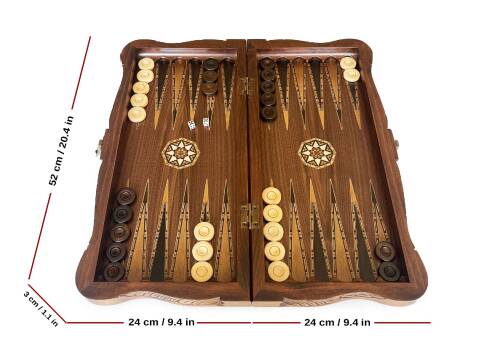 Helena Wood Art Carvo El Yapımı Orta Boy Ahşap Tavla Seti - 4