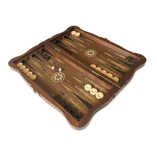 Helena Wood Art Carvo El Yapımı Orta Boy Ahşap Tavla Seti - 7