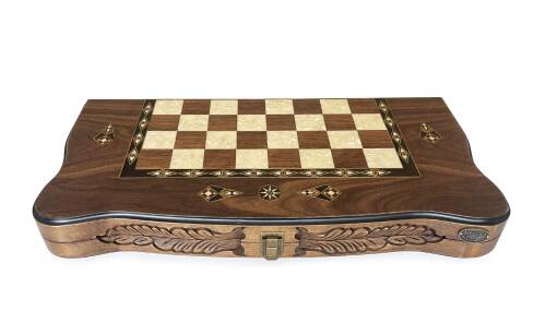 Helena Wood Art Carvo El Yapımı Orta Boy Ahşap Tavla Seti - 9