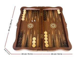 Helena Wood Art Carvo El Yapımı Orta Boy Ahşap Tavla Seti - 4