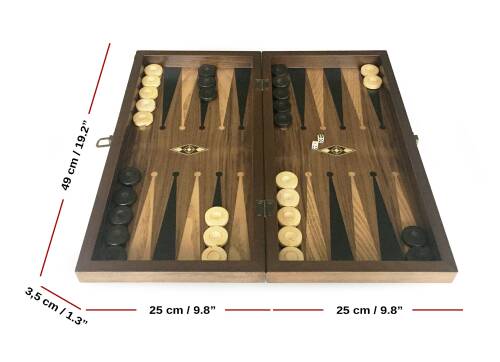 Helena Wood Art Eko El Yapımı Ahşap Tavla Ceviz Damasız - 3