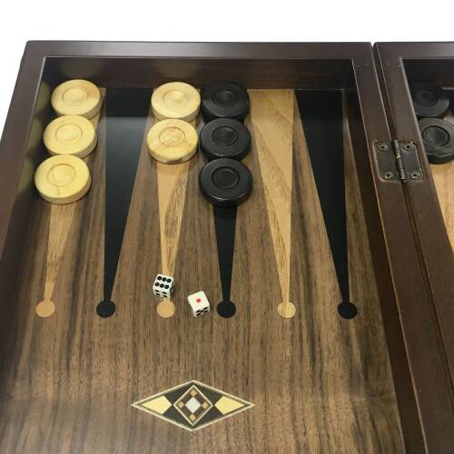 Helena Wood Art Eko El Yapımı Ahşap Tavla Ceviz Damasız - 7