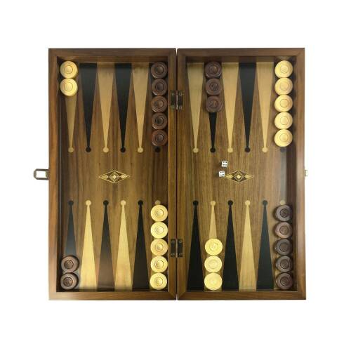 Helena Wood Art Eko Klasik El Yapımı Damalı Ahşap Tavla Seti Satranç Kareli - 2