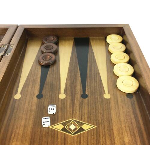 Helena Wood Art Eko Klasik El Yapımı Damalı Ahşap Tavla Seti Satranç Kareli - 5