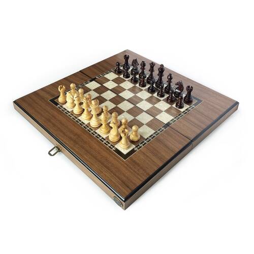 Helena Wood Art Eko Klasik El Yapımı Damalı Ahşap Tavla ve Satranç Seti - 3
