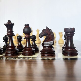 Helena Wood Art Eko Klasik El Yapımı Damalı Ahşap Tavla ve Satranç Seti - 8