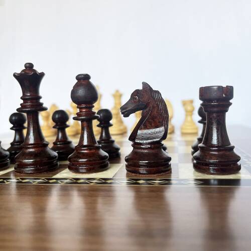 Helena Wood Art Eko Klasik El Yapımı Damalı Ahşap Tavla ve Satranç Seti - 8