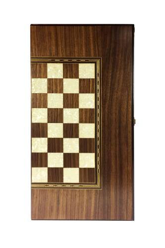 Helena Wood Art Eko Klasik El Yapımı Damalı Ahşap Tavla ve Satranç Seti - 10