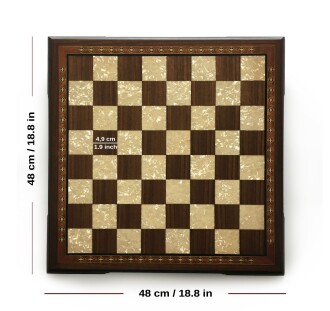 Helena Wood Art El Yapımı Ahşap Dama Takımı 48 cm Kahve-50mm - 3