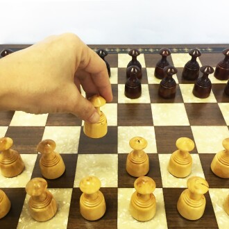 Helena Wood Art El Yapımı Ahşap Dama Takımı 48 cm Kahve-50mm - 10