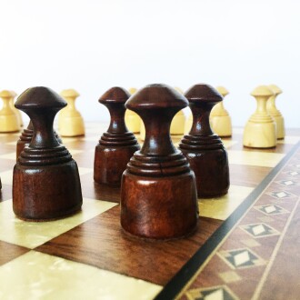 Helena Wood Art El Yapımı Ahşap Kızıl Dama Takımı 48 cm Kahve-50mm - 6